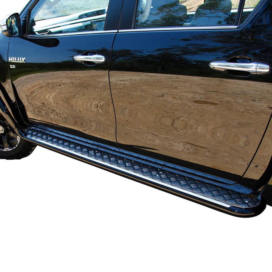 TJM Side Steps Modular Steel Sat Black 63mm | Toyota Hilux 8th Generation